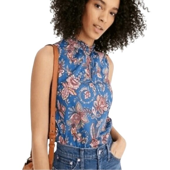 J.Crew Liberty Fabric Floral Belle Ruffle Neck Sleeveless Blouse Size 4 - Picture 5 of 9